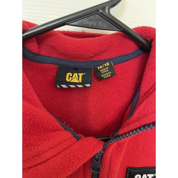CAT Heavy Equipment Women's Full Zip-Up Vest Red Fleece Size: Lg 14/16 Workwear - Picture 7 of 11